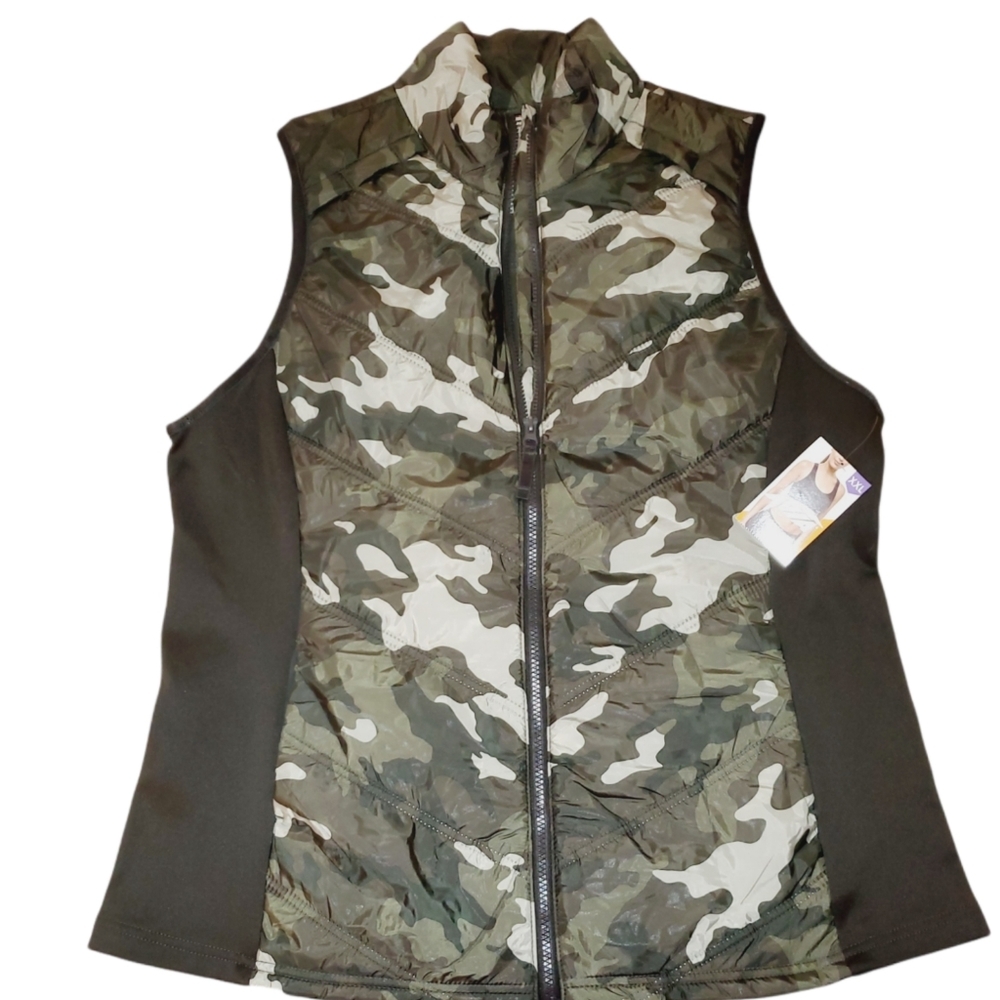 Avia NWT Women's Sleeveless Quilted Green Camouflage Performance Vest 763 - Picture 7 of 7